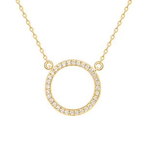 Collar de Oro Amarillo con Diamantes en Forma de Círculo para Mujer, Estilo Minimalista para Uso Diario, Corte Brillante Redondo, Color G, Diamantes Naturales - Product Image 1