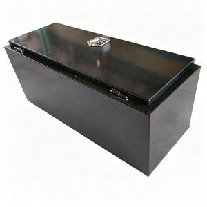 <b>Black</b> Steel Truck Tool Box Draw Box <b>Storage</b> Case with Metal Locking Latch for Outdoor Vehicle Use - Product Image 1