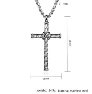 Collier Pendentif <span class=keywords><strong>Croix</strong></span> Cylindrique Hip Hop <span class=keywords><strong>de</strong></span> Haute Qualité en Acier Inoxydable Jésus Chrétien, Bijou Tendance pour Hommes, Vente en Gros - Product Image 2