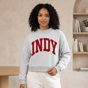 Sweat-shirt en molleton à col rond pour adultes et jeunes, imprimé avec des lettres personnalisées sur le devant, coupe classique vintage, pour l'hiver, les universités, les campus, les matchs - Product Image 1