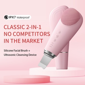 Two in One Skin Scrubber Facial Cleansing Sonic <b>Massager</b> Cleaner Brush Portable Waterproof Silicone Electric Face Brush Cleanser - Product Image 3