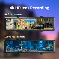 Caméra de tableau de bord universelle AI 4K+1080P IPS 11,26 pouces avec CarPlay, Android Auto, double objectif, rétroviseur, moniteur de stationnement et vision arrière