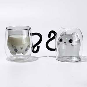 Tasse chat mignon meilleur cadeau tasse en verre à thé verre double couche résistant aux hautes températures tasse en verre borosilicaté - Product Image 2