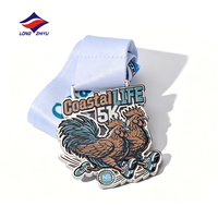 LZY 20Y Médaille rotative personnalisée en métal émaillé pour souvenirs de course à pied (5km, 10km, demi-marathon) avec ruban
