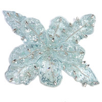 WPH-1917  Appliques florales 3D en dentelle brodée, faites à la main, avec chaîne de strass et sequins, pour robe élégante