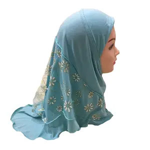 Groothandel 2022 Nieuwe Effen Kleuren Arabische Islamitische Hoofddoek Instant Sjaal Meisjes Kids Moslim Hijab