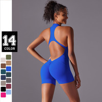 Pantalon de yoga de sport à glissière sans couture pour femmes Combinaison de fitness plissée à séchage rapide