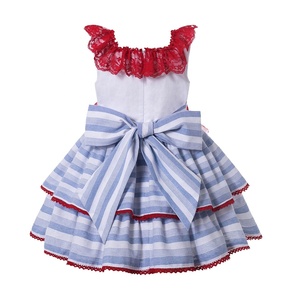 PETTIGIRL Frock Design Vestidos <span class=keywords><strong>de</strong></span> fiesta <span class=keywords><strong>de</strong></span> verano <span class=keywords><strong>para</strong></span> niñas Ropa azul bebé con lazos <span class=keywords><strong>para</strong></span> niñas - Product Image 3