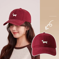 Casquette de baseball douce à 6 panneaux avec broderie de teckel de dessin animé mignon, style coréen, haute qualité, pour printemps-été