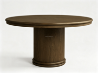 FERLY Mid-Century Modern Runder Holz-Esstisch 4-Sitzer mit Säulenfuß Minimalistisches Wohnmöbel