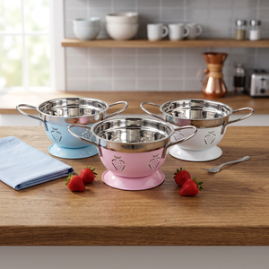 Mini passoire à baies en acier inoxydable, finition miroir, bol de lavage de fruits en métal avec poignée pour la cuisine - Product Image 2