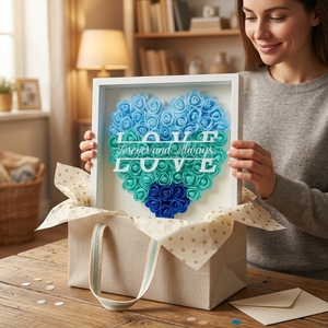 <span class=keywords><strong>Marco</strong></span> de Corazón con Nombre Personalizado al por Mayor, Caja de Regalo con Flores Artificiales para Mamá, Decoración de Pared para el Hogar - Product Image 5