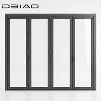 Puerta Plegable Exterior Comercial Elegante de Gran Tamaño, Sin Marco, de Vidrio Templado, Impermeable, Maximiza el Espacio, para Tienda