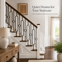 Rampe d'escalier moderne en fer forgé, balustre ovale en métal style Art Déco, main courante en fonte, rampe d'escalier personnalisée en fer forgé pour villa et intérieur de maison