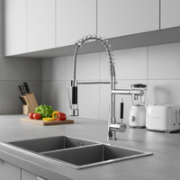 Robinet de cuisine double rotatif en laiton recouvert d'alliage de zinc, style américain, pour eau froide et chaude, idéal pour laver les légumes