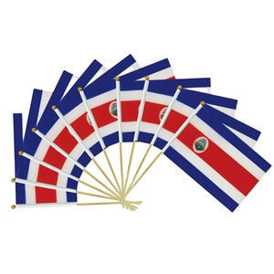 Bandera de <span class=keywords><strong>Costa</strong></span> Rica de 14*21cm para agitar con la mano, venta al por mayor, con varilla de madera, ¡gran oferta! - Product Image 1