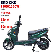 Motocicleta Eléctrica Automática CKD SKD de 12 Pulgadas, 1100/1300w, Velocidad de 60 km/h, Scooter Eléctrico con Asiento para Adultos de Alta Velocidad
