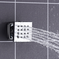 Système de douche thermostatique à 6 fonctions, colonne de douche à cascade LED, pomme de douche à jet de brume, jets de massage corporel, douche à haut débit de 2 pouces