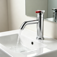 Robinet de lavabo contemporain en cuivre de qualité supérieure, monotrou, à poser sur le comptoir, mitigeur chaud/froid, finition nickel brossé pour hôtel et villa