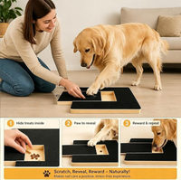 Planche à gratter pour chien en bois avec boîte de rangement dissimulée pour friandises, grattoir à ongles pour animaux, tapis à gratter pour chat