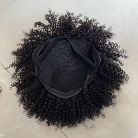 Perruque Courte Brésilienne Frisée Torsadée Africaine 12A avec Frange, Cheveux Humains, Faite à la Machine pour Femmes, Perruques Pixie