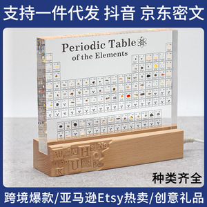 Tabla Periódica de Acrílico con 83 Elementos Inseridos, Base de Madera, Iluminación LED, Decoración Educativa, Regalo - Product Image 5