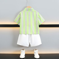 Nouvelle collection 2026 : Ensemble chemise et short en coton uni style preppy pour garçons, en stock (200)