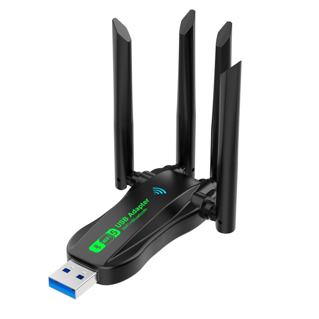 Dual Band WiFi Adapter 1300Mbps USB 3.0 with Bluetooth 5.0 4 External Antennas High Speed Wireless Network Card for Desktop PC