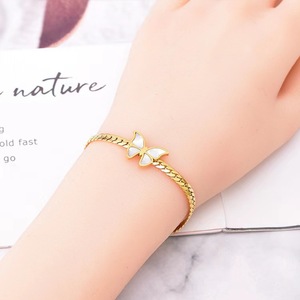 Girl's <b>Bracelet</b> Short Blade Chain <b>Shell</b> Butterfly Collarbone Chain Gold Set Necklace - Product Image 5