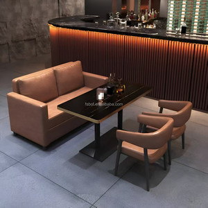 Conjunto de Asientos Modernos de Cuero PU con Mesa de Mármol Negro para Bar, Restaurante, Salón, Cafetería, Uso Comercial - Product Image 6