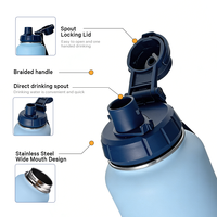 Bouteille d'eau sport moderne en acier inoxydable pour le camping, isolation sous vide à double paroi, capacité 32 oz, compartiment de rangement inférieur 8 oz