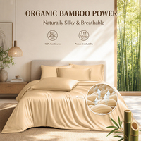 Housse de couette en bambou King Size respirante ultra douce et respectueuse de la peau, ensemble 4 pièces avec 2 taies d'oreiller pour les personnes ayant chaud la nuit