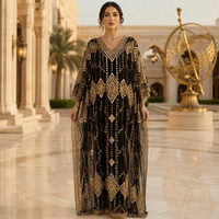 Robe kaftan maxi élégante à perles faites à la main pour femmes, robe de soirée d'été pour l'Eid et les mariages