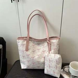 THK0524 New <b>Large</b> Tote <b>Bag</b> With Purses Set Bow Printed Fashionable Female Trend Shoulder Ladies Handbags - Product Image 5