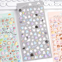 No.81 Pegatinas 3D Estereoscópicas de Animales para Niños, Decoraciones de Plástico Hechas a Mano con Diseño de Hámster y Pequeño Pingüino