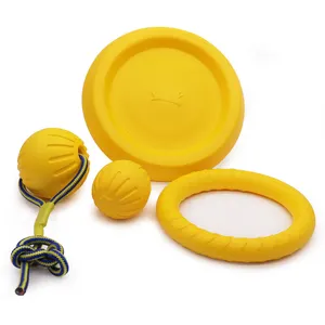Jogo de brinquedo de disco voador para cães de estimação flutuante interativo EVA espuma mastigando corda bola anel
