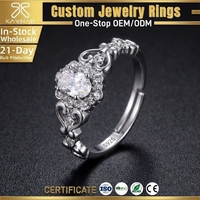 Bague Halo Victorienne Vintage en Argent Sterling 925 avec Filigrane Sculpté, Réglable, Hypoallergénique, pour Femme, Cadeau de Mariage OEM