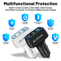 Pengisi Daya Mobil Cepat 3-Port 60W PD 3.0 & QC3.0 Tren 2026 dengan Proteksi OTP/OCP untuk Ponsel & Earphone