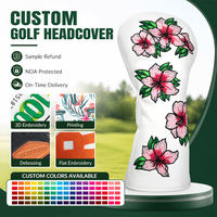 Housse de protection personnalisable pour tête de club de golf en cuir PU souple, nylon et polyester, durable, imprimée, avec fermeture auto-agrippante en peluche pour driver