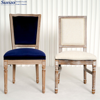 Chaise Louis en bois massif avec dossier en rotin pour événements de mariage, banquets d'hôtel et sièges commerciaux