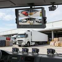 Caméra de tableau de bord étanche 8 pouces IPS 4 canaux pour camion poids lourd, enregistreur 720p, grand angle 90-120°, vision nocturne, enregistrement en boucle, moniteur de stationnement