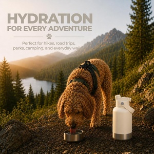 Bouteille d'eau pour chien en acier inoxydable 32 oz 3-en-1 avec logo personnalisé, design isolé sous vide, étanche, pour les voyages en plein air, utilisation portable - Product Image 4