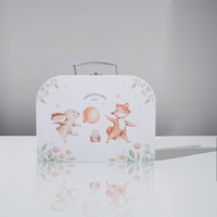 Valise de fête pour nouveau-né, personnalisable avec logo, réutilisable, en carton gris, finition mate, en forme de cœur, pour aliments