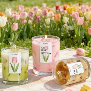 Vela de Cera de Gelatina con Aroma Floral, Color Pastel, en Capas, con Etiqueta Floral <span class=keywords><strong>CHHC</strong></span> para Decoración de Primavera - Product Image 6