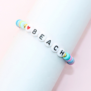 Cadeau de professeur coloré de Bohème personnalisé <span class=keywords><strong>Mon</strong></span> Friends inspiré Design <span class=keywords><strong>Bracelet</strong></span> de lettre en argile polymère avec perle de coeur - Product Image 2