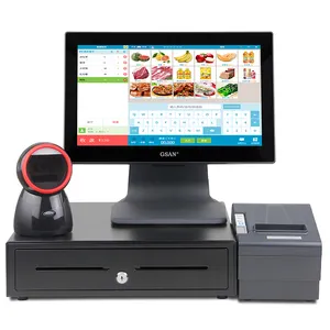 GSAN Metal+ ABS White / Black Dust-proof Anti-corrosion Design Restaurant Pos System All In 1 Touch
