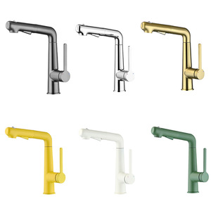 Basin Faucet Single Handle Ceramic Valve Core Pull Out Spray <b>Deck</b> Mounted Hot Cold Water Tap - Product Image 4