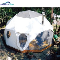 Dôme Géodésique de Glamping Luxe 6m Mobile d'Extérieur pour Camping, Maison Préfabriquée en Bois, Igloo avec Salle de Bain et Isolation