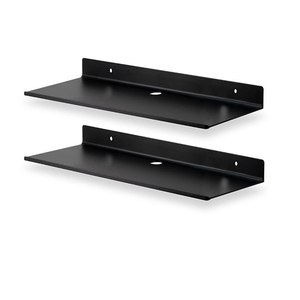 Estante de metal personalizado montado en la pared Estante de exhibición flotante de metal de acero inoxidable con revestimiento negro - Product Image 3