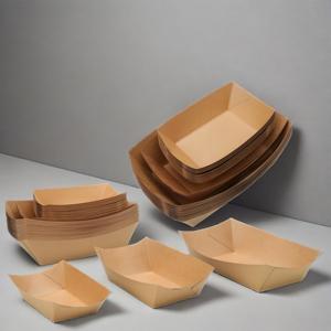 Bandeja de comida rápida de papel Kraft desechable al por mayor grado alimenticio para ensalada y sándwich para llevar para sándwiches y ensaladas - Product Image 5